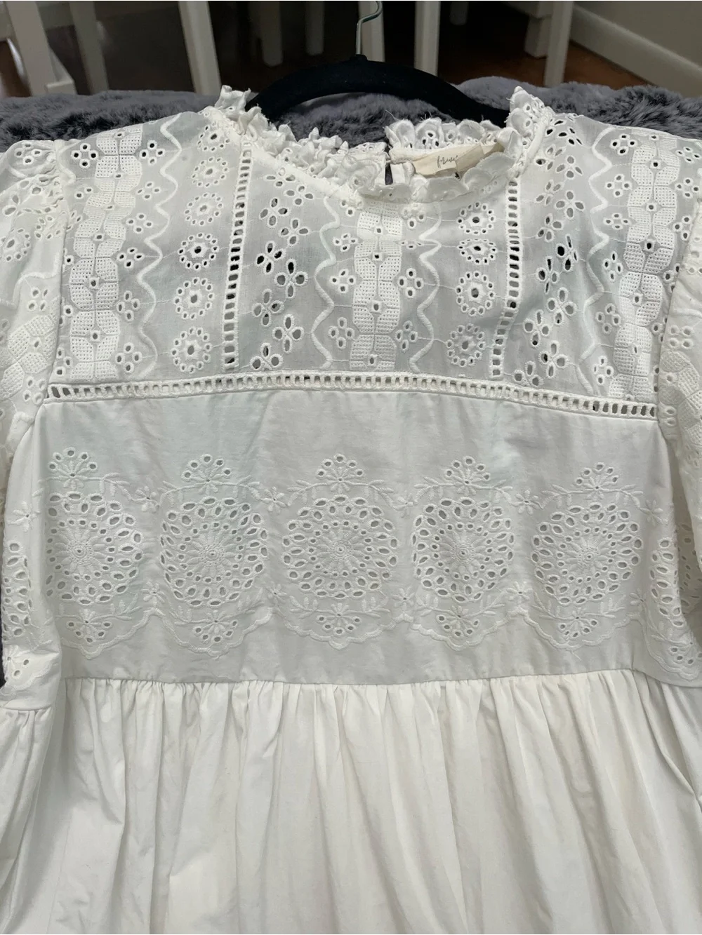 Anthropologie Forever That Girl Puff Sleeve Lace Babydoll Mini Dress M - Picture 5 of 9